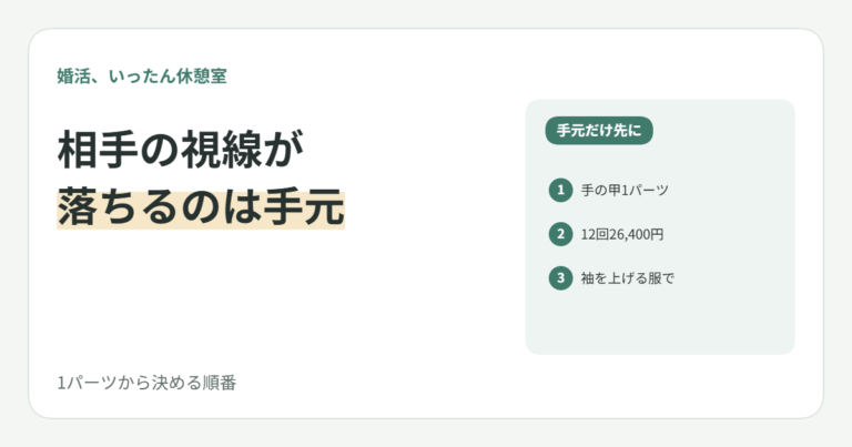 婚活デートで相手の視線が落ちるのは手元｜20代女子が1パーツだけ先に決める順番